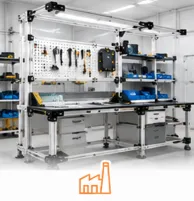 Infraestructura modular industrial VERSATIX para estaciones de trabajo, bancos de ensamble y procesos de manufactura de alta productividad.