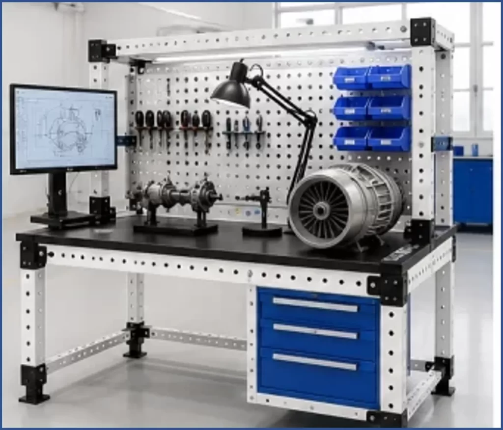 Banco de mantenimiento aeronáutico modular Versatix para componentes y sistemas