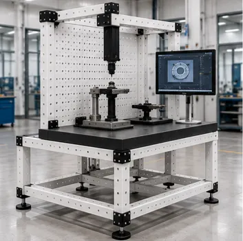 Sistema de inspección industrial desarrollado con ingeniería modular VERSATIX para procesos de medición, visión artificial y control de calidad.