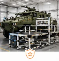 Soluciones de ingeniería modular industrial VERSATIX para mantenimiento de vehículos militares, equipos tácticos y aplicaciones del sector defensa.