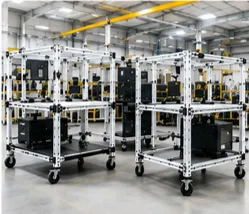 Carro industrial modular para transporte de herramientas, componentes y materiales pesados.
