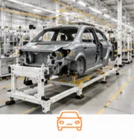 Infraestructura modular industrial VERSATIX para líneas de producción automotriz, estaciones de ensamble y mantenimiento de vehículos.