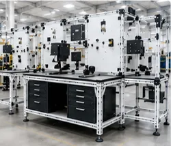 Banco de pruebas industrial modular para validación, inspección y control de calidad.